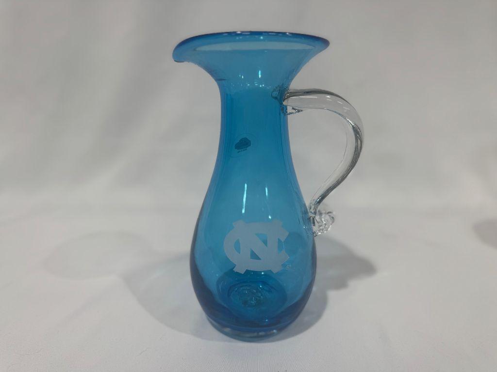 Blenko Glass Pitcher with Etched UNC Logo