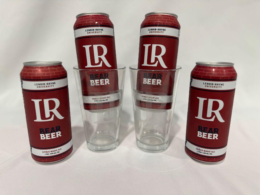 Lenoir-Rhyne Branded Pint Glasses & LR Bear Beer...