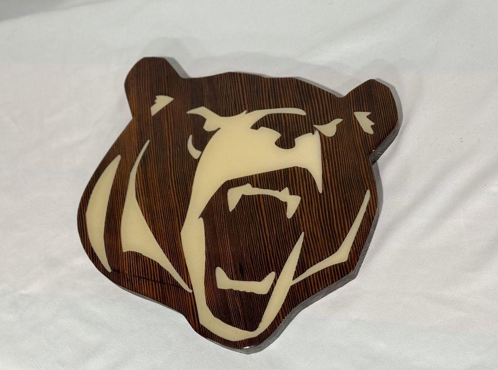 One-of-a-Kind Handcrafted Wooden Bear Head Logo