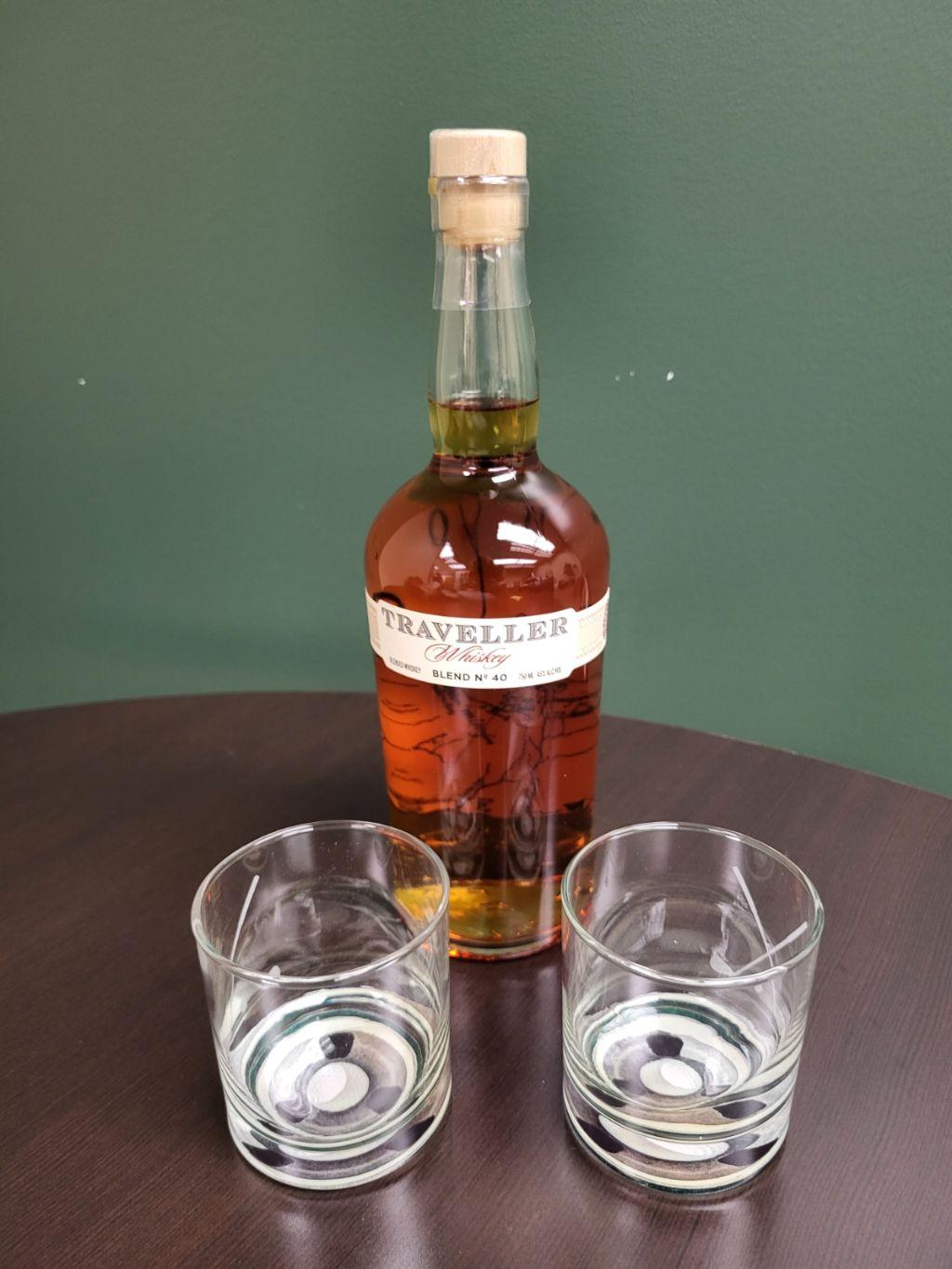 Traveller Whiskey and Glasses