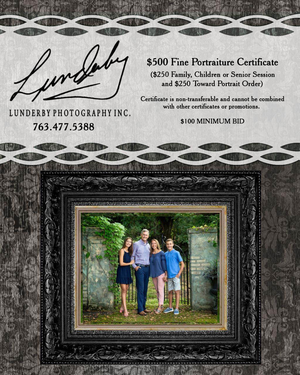 Lunderby Photography - $500 Fine Portraiture Certificate