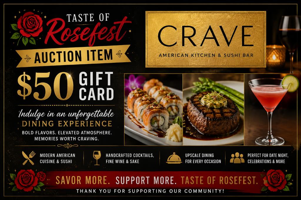 $50 Gift Card to CRAVE American Kitchen & Sushi ...