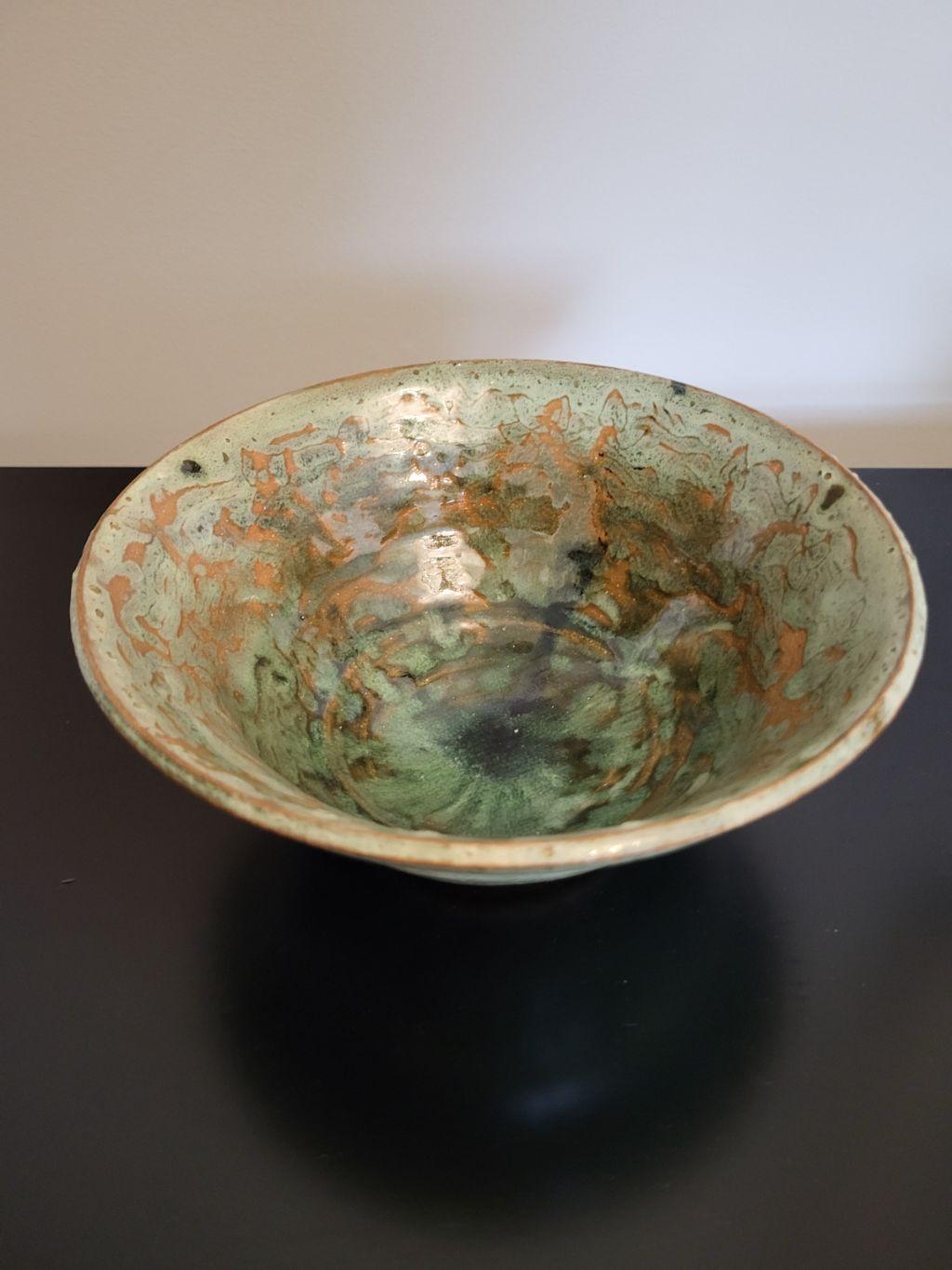 Green Pottery Serving Bowl