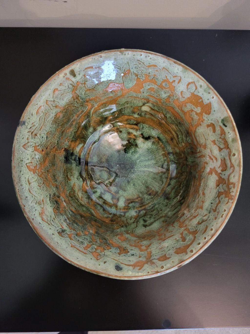 Green Pottery Serving Bowl