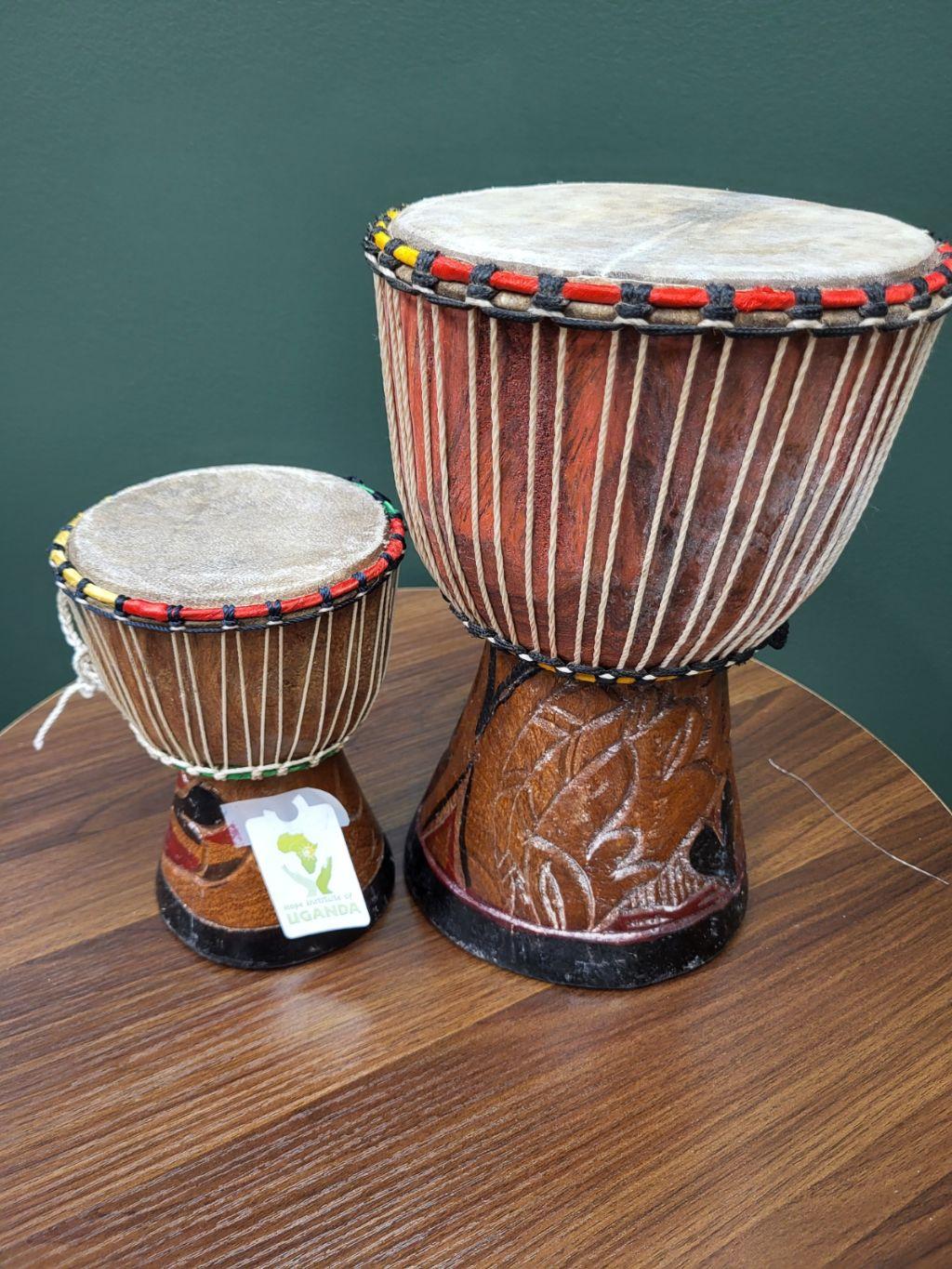 Handcrafted African Djembe Drum Set of Two