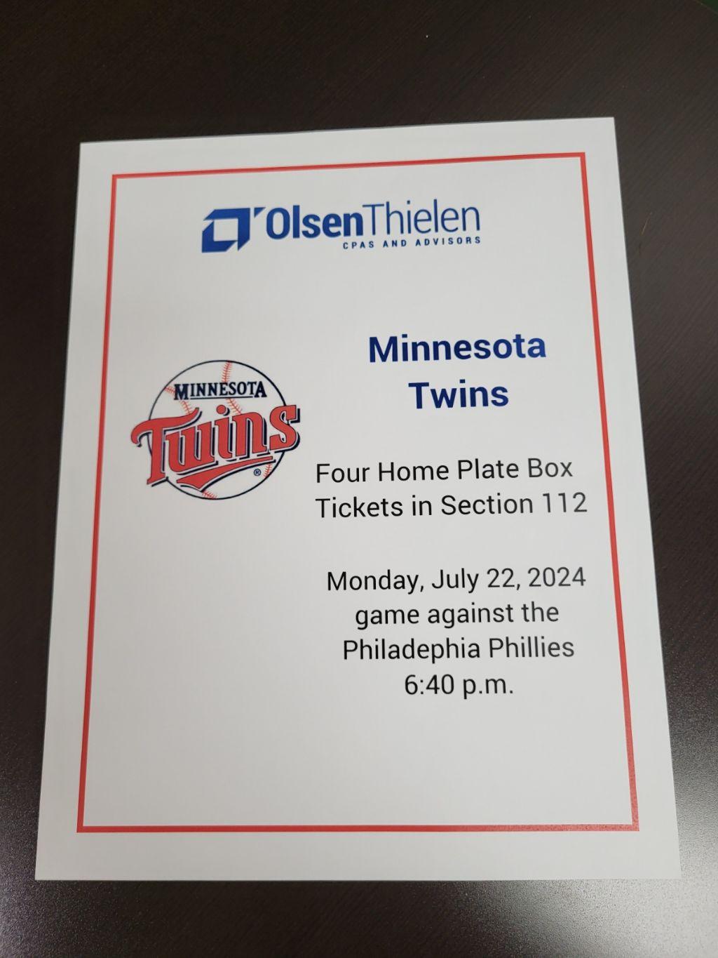 MN Twins Tickets - July 22