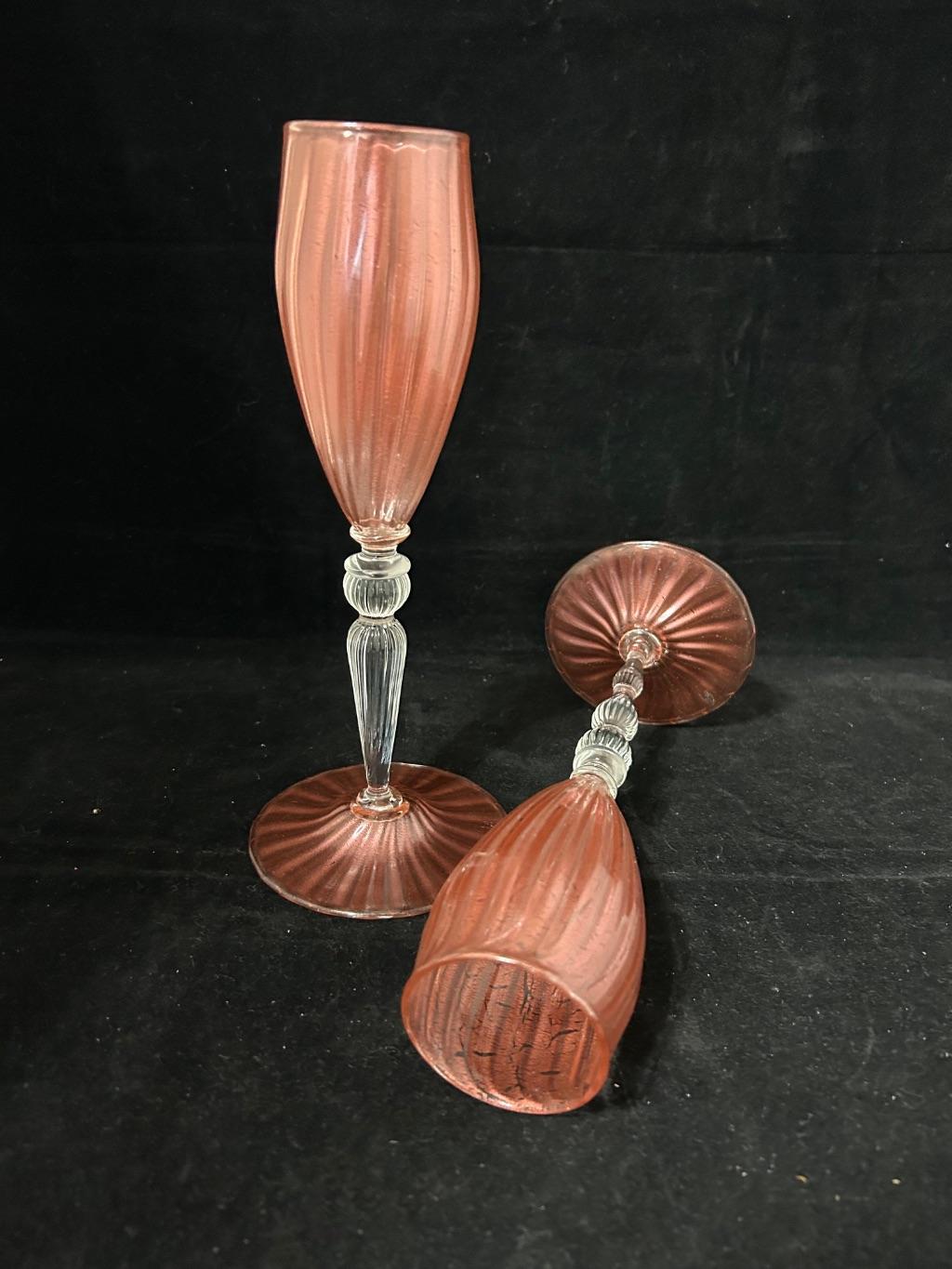 Two Hand Blown Champagne Flutes