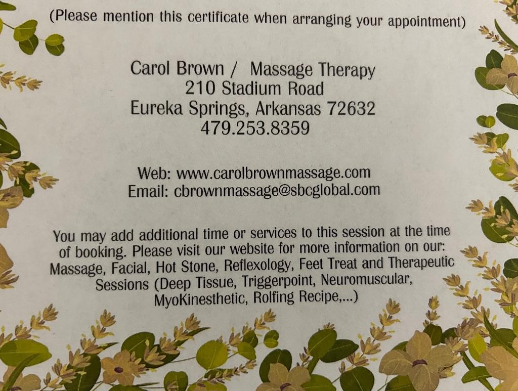 1 Hour Massage by Carol Brown