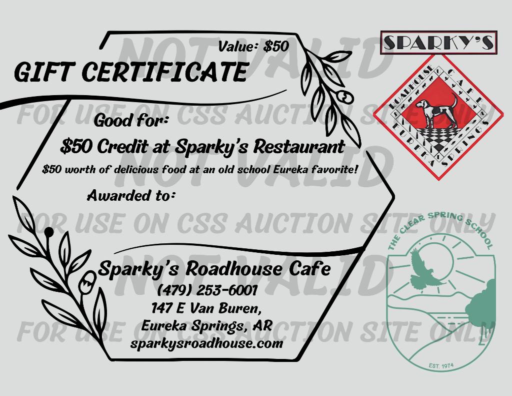 $50 Gift Certificate - Sparky
