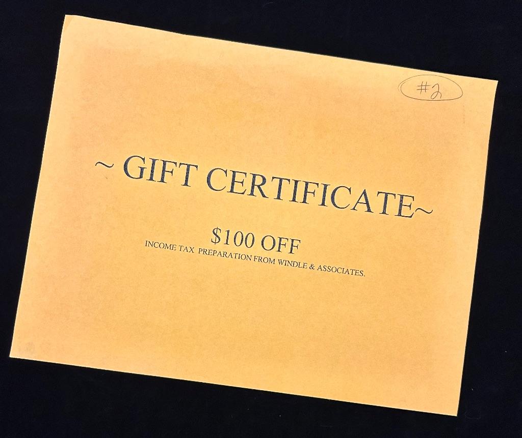 $100 Tax Gift Certificate - Windle & Associaties...