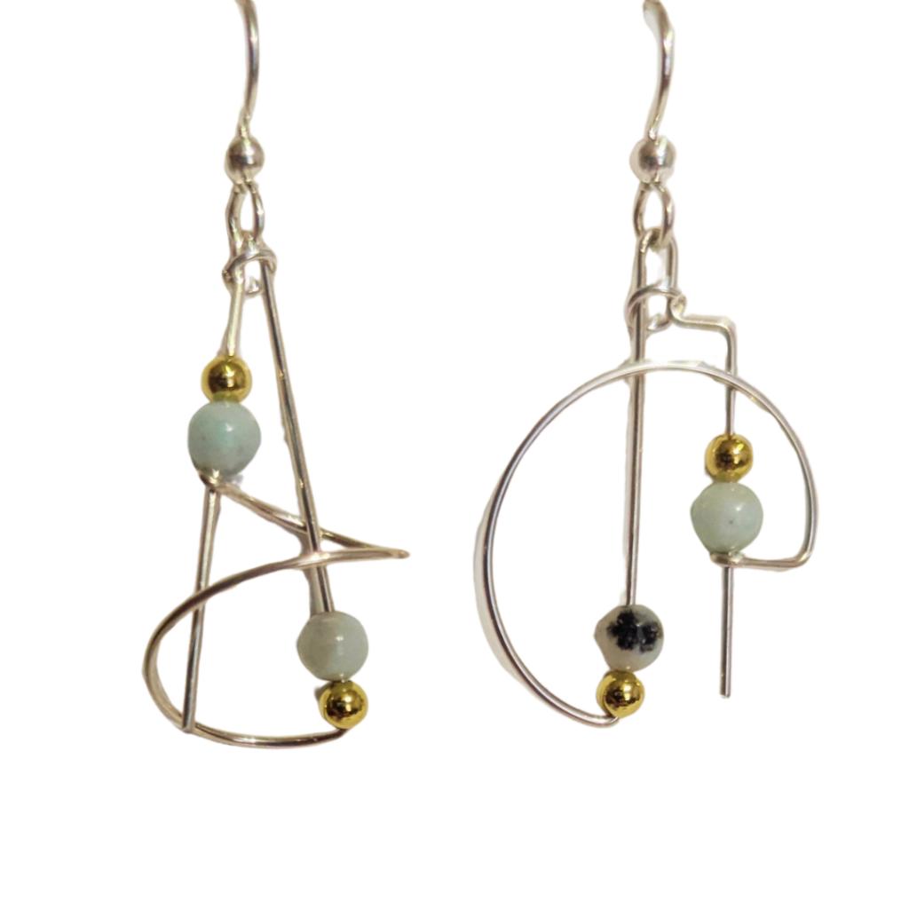 Sterling Silver and Glass Bead Earrings by Brian Wat...