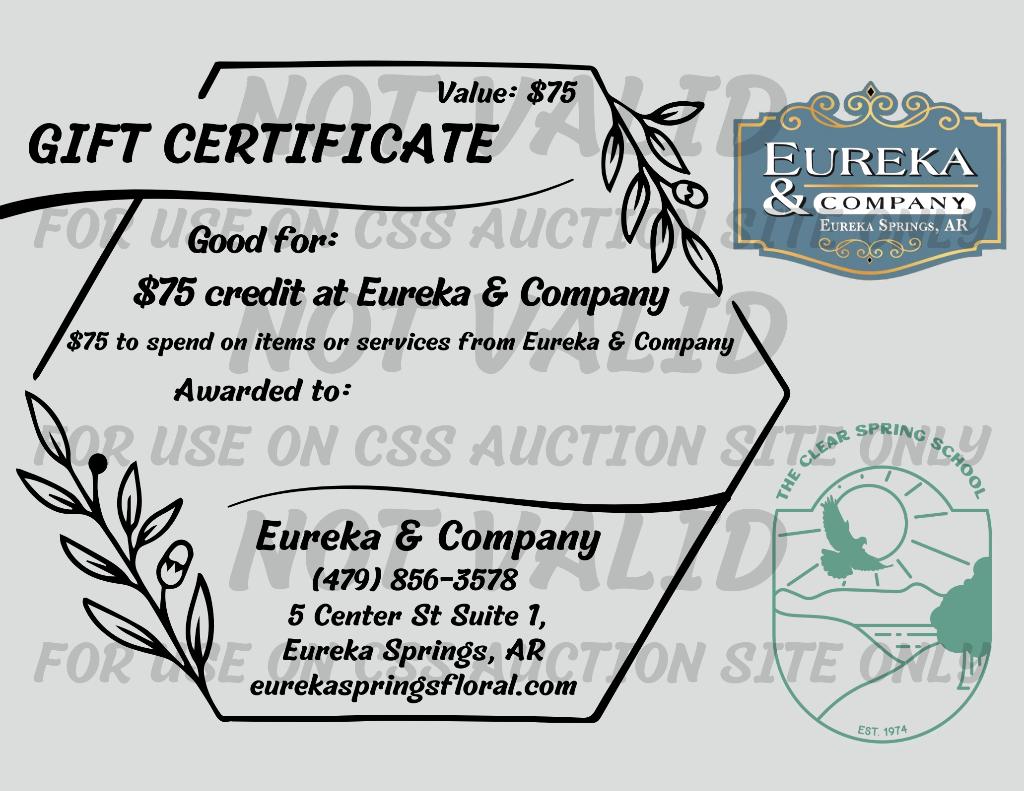 $75 Gift Certificate - Eureka & Company Floral Designs