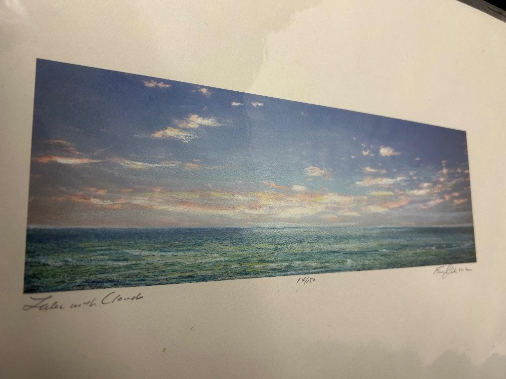 Lake with Clouds Print by Emily Clark