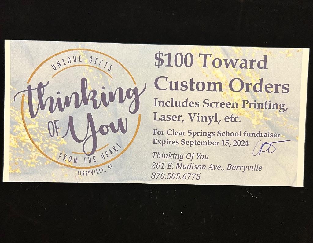 $100 Gift Certificate - Thinking of You