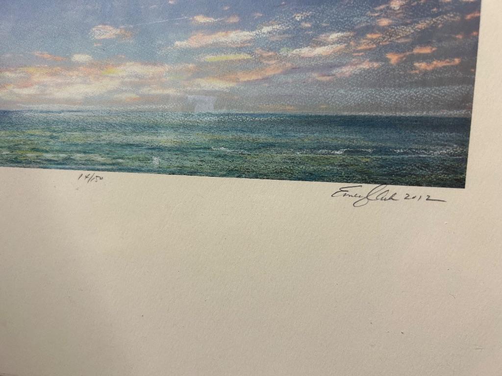 Lake with Clouds Print by Emily Clark