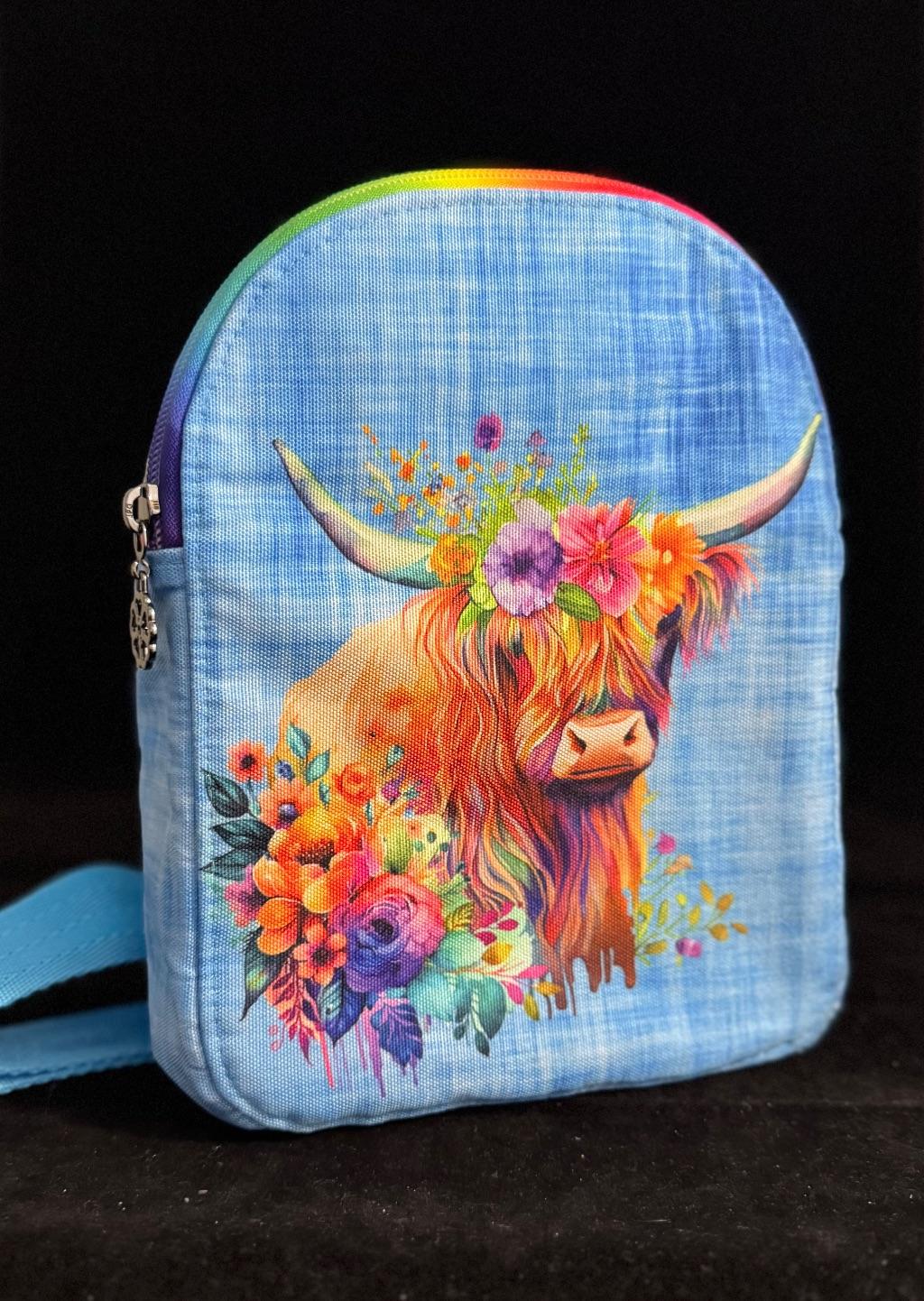 Cow Print Mini Backpack by Jeannine Lancaster