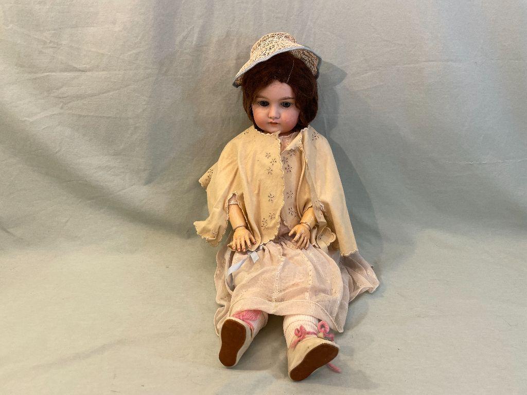 Doll with Beige Dress and Straw Hat