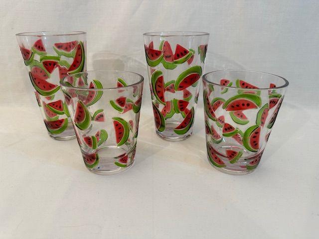 Heavy Acrylic Watermelon Glasses