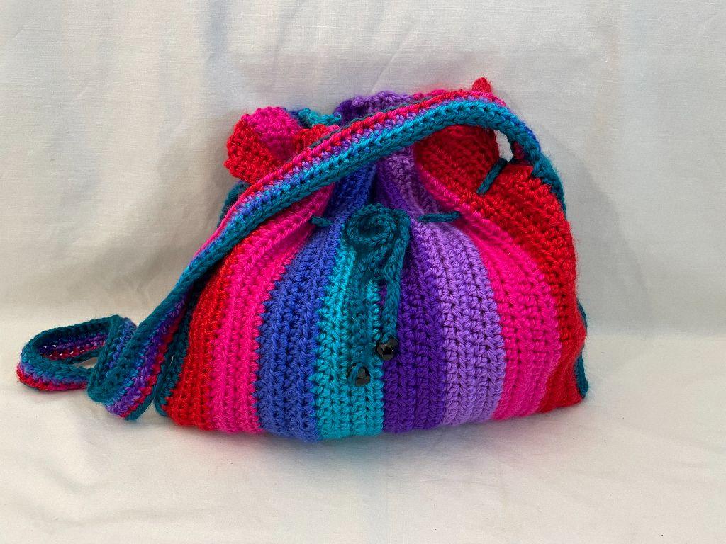 Crocheted Drawstring Purse and Hat