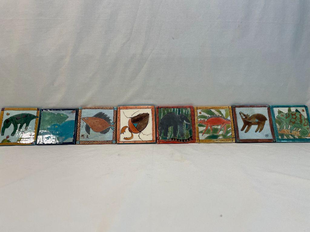 Animal Ceramic Tiles Set of 8