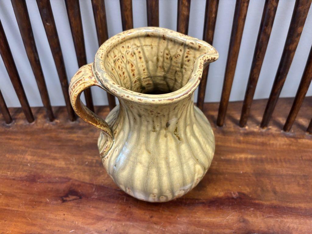 10 cone, ash glazed, handmade pitcher by Dennis Louc...