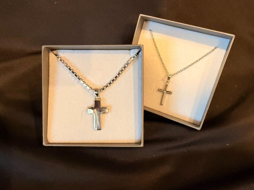 Sterling Silver Cross Necklace Set