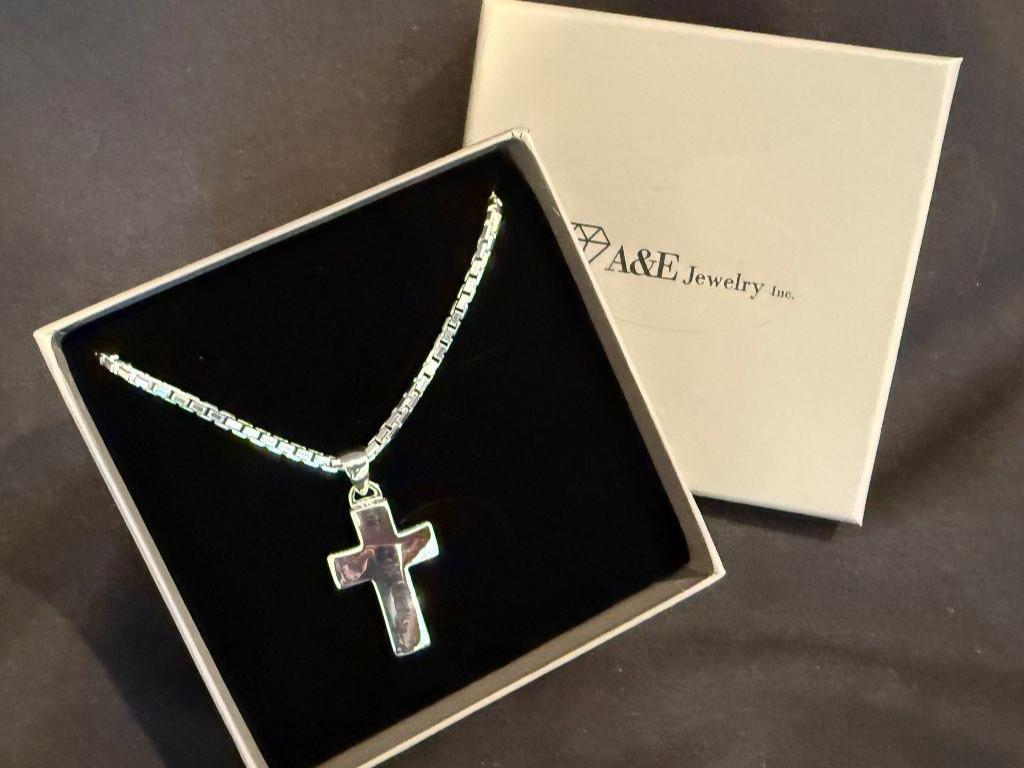 Men's Sterling Silver Cross Necklace