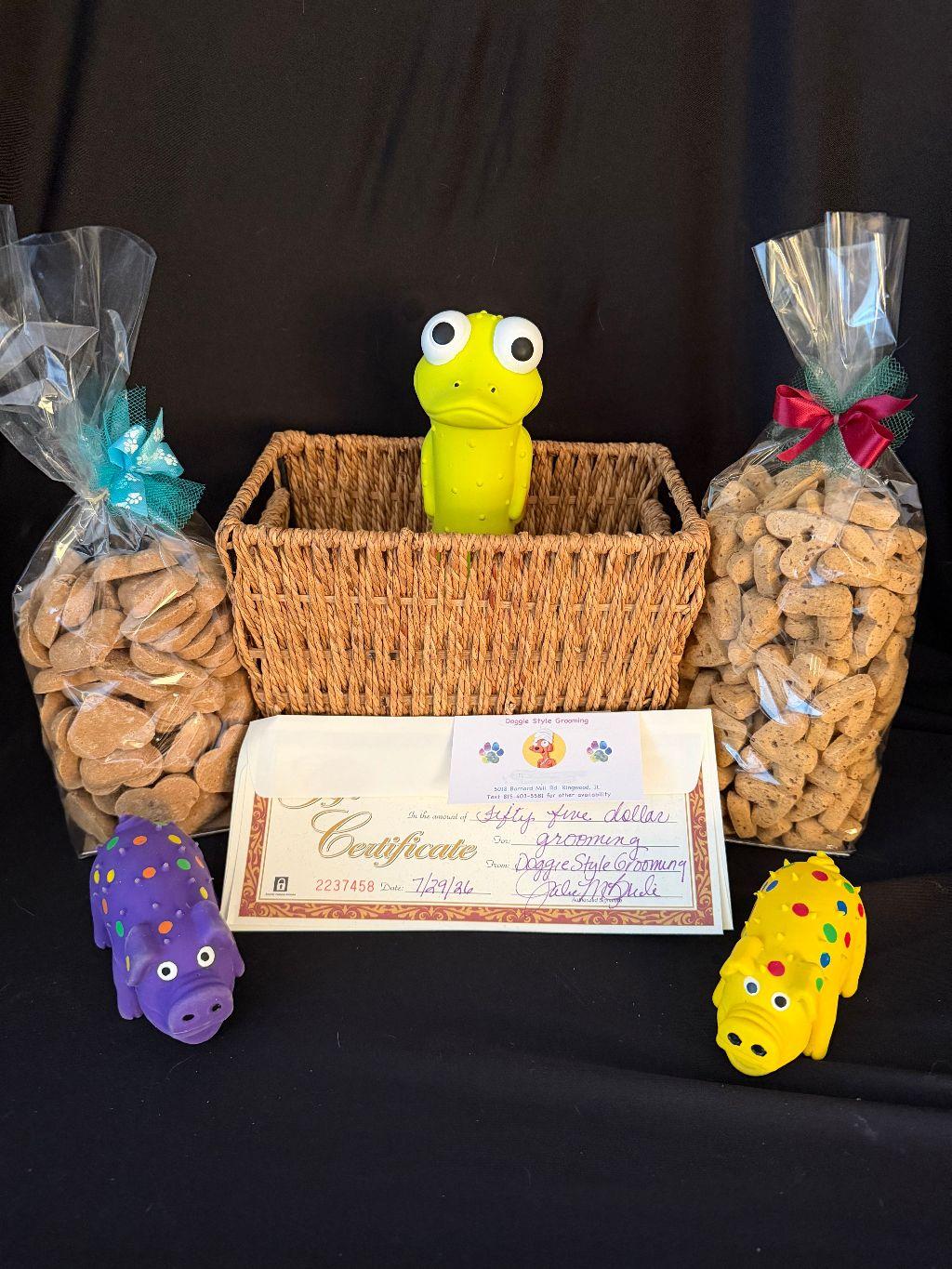Basket and gift certificate from Doggie Style Groomi...