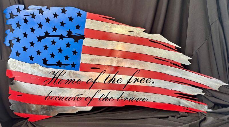 Rustic Metal American Flag Wall Art