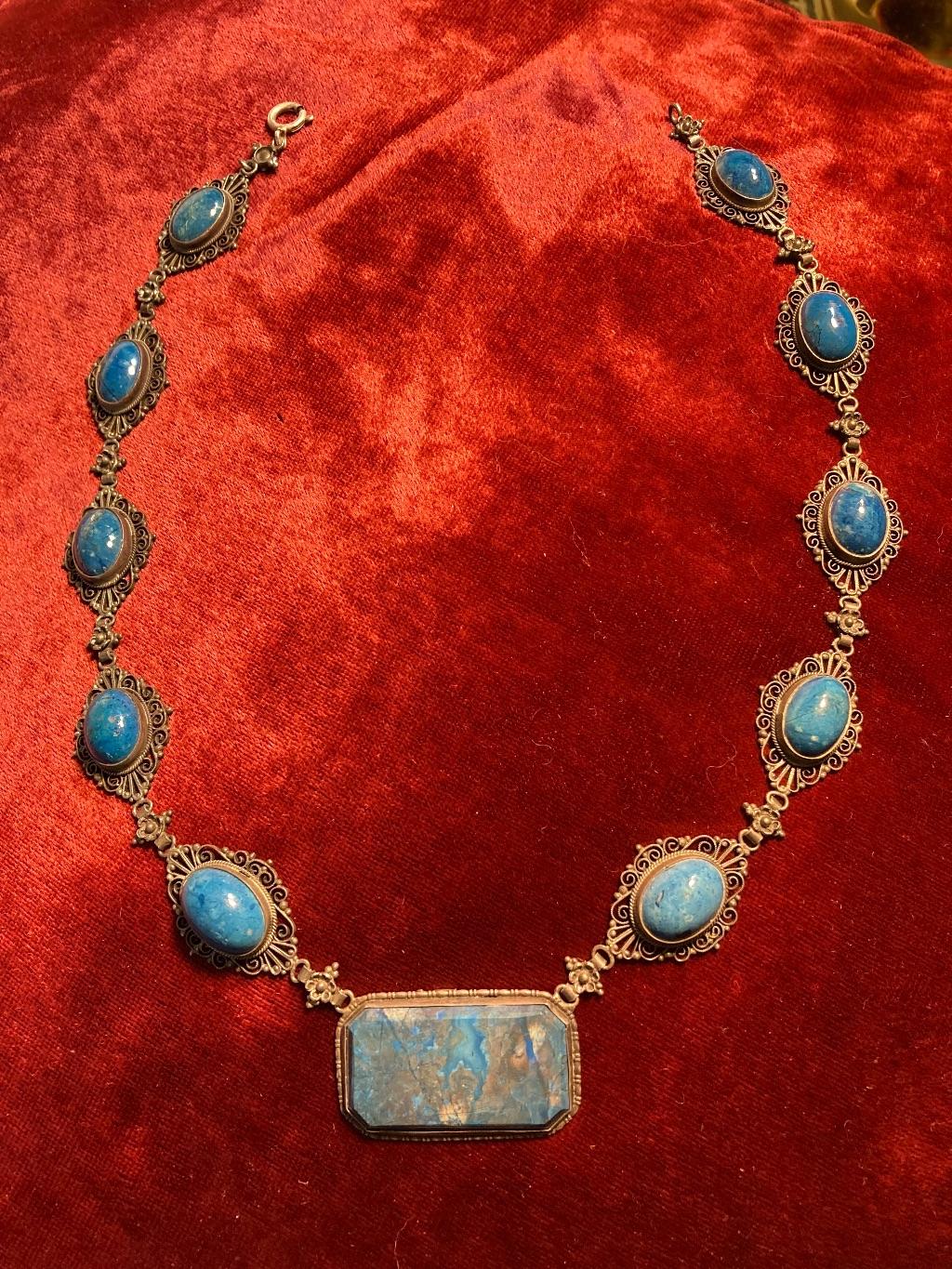 Antique blue stone necklace