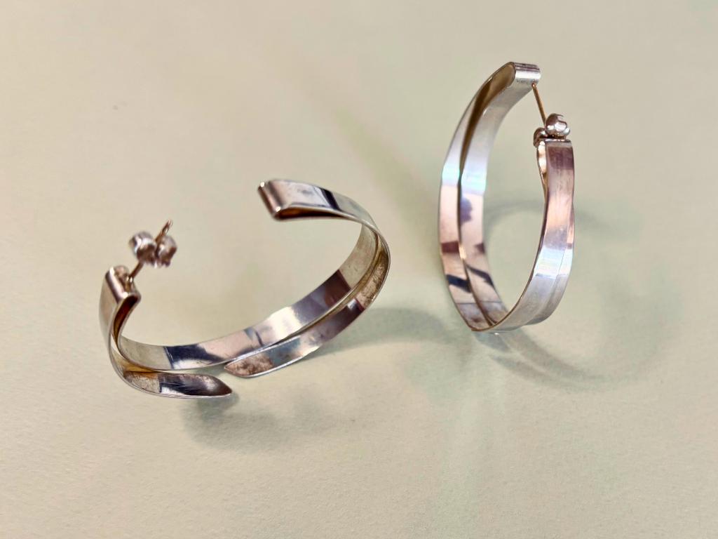 Double Hoop Sterling Silver Earrings