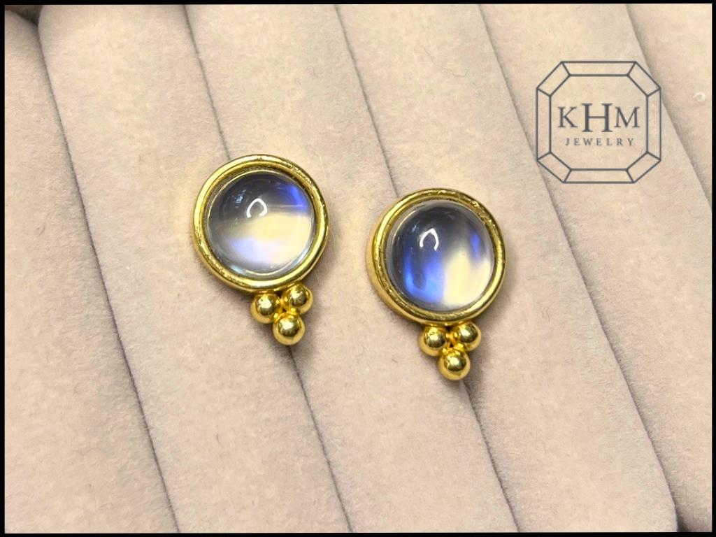18k Gold and Moonstone Earrings from KHM Jewelry
