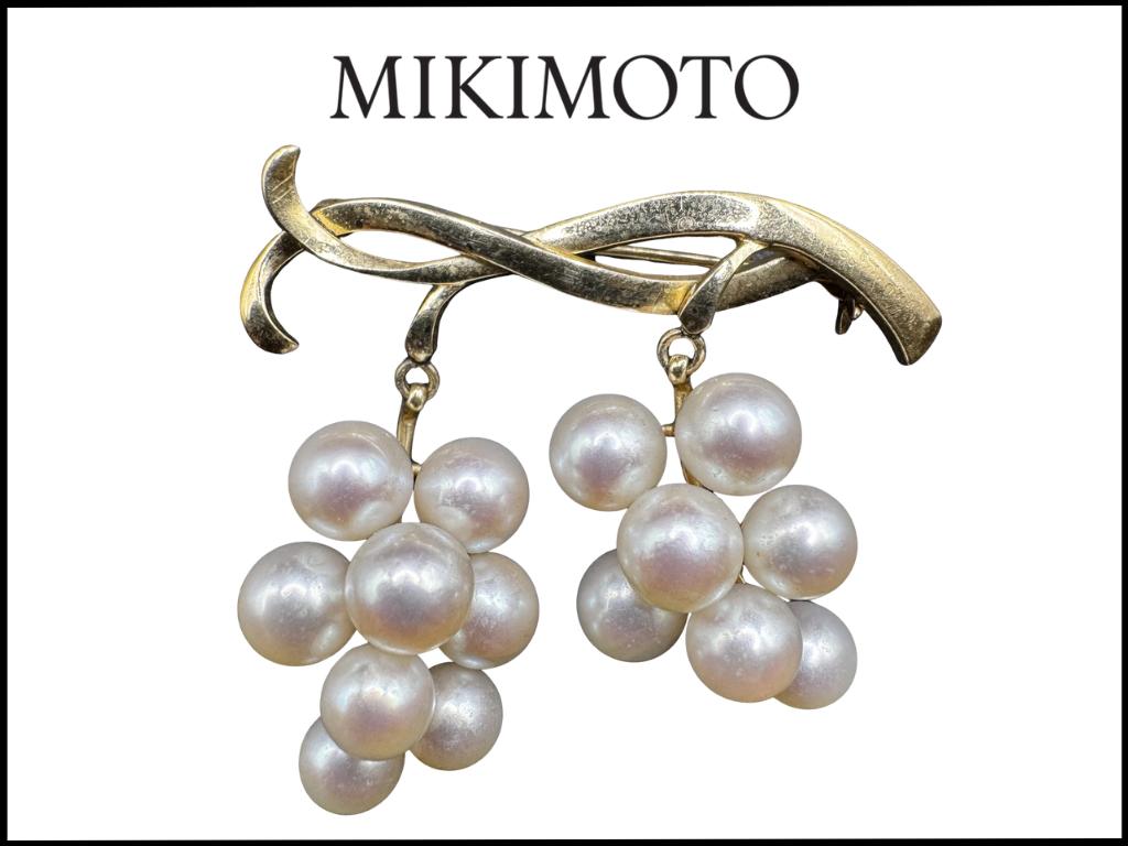 1950s Vintage Mikimoto Gold and Pearl Cluster Brooch