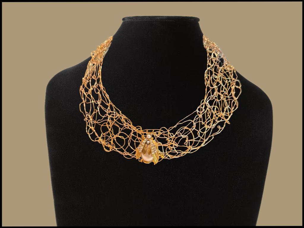 Knitted Gold Cuff Necklace from Paige Brown