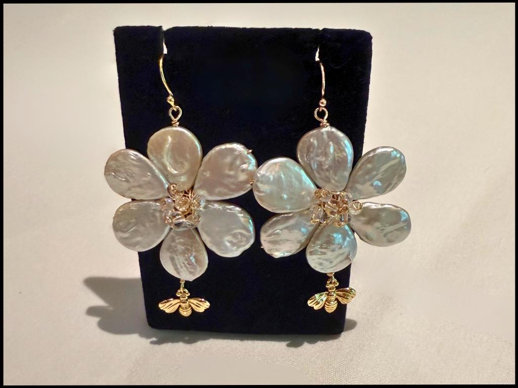 Flower and Bee Earrings from Paige Brown