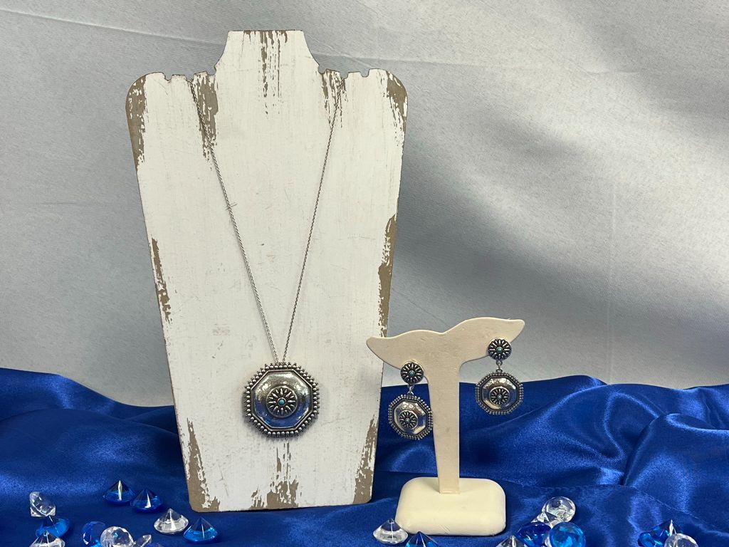 Brighton Silver and Turquoise Necklace and Earrings