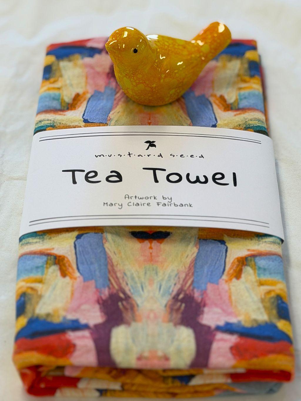 Mustard Seed Tea Towels and Ceramic Bird- Friend of ...