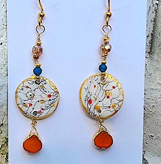 Porcelian Artisan Earrings by Ms. Betty's Baubles an...