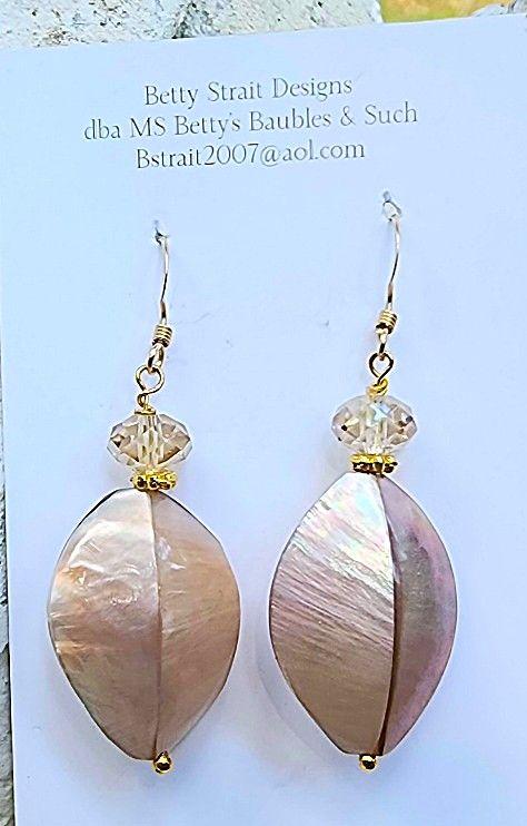 Inlaid Shell Panels With Crystal Errings by Ms. Bett...