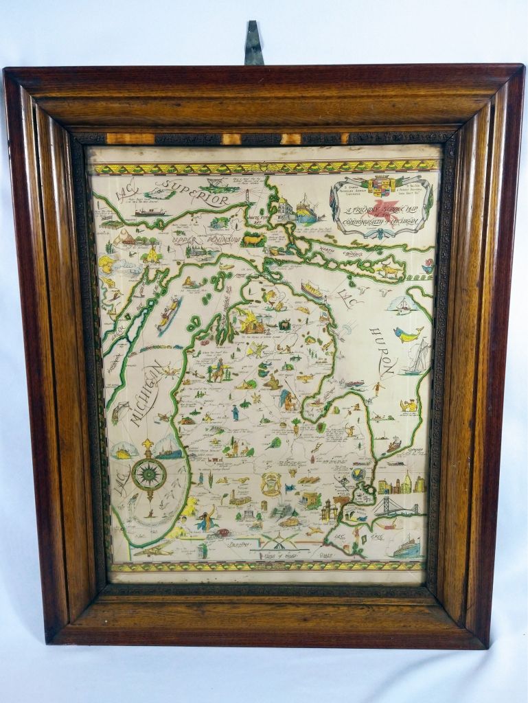 Antique 1920's Mobil Gas Pegasus Promo Poster-Michigan