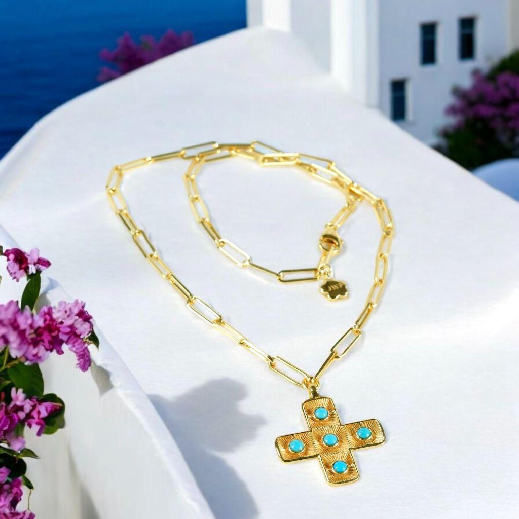 Santorini Cross in Yellow Gold
