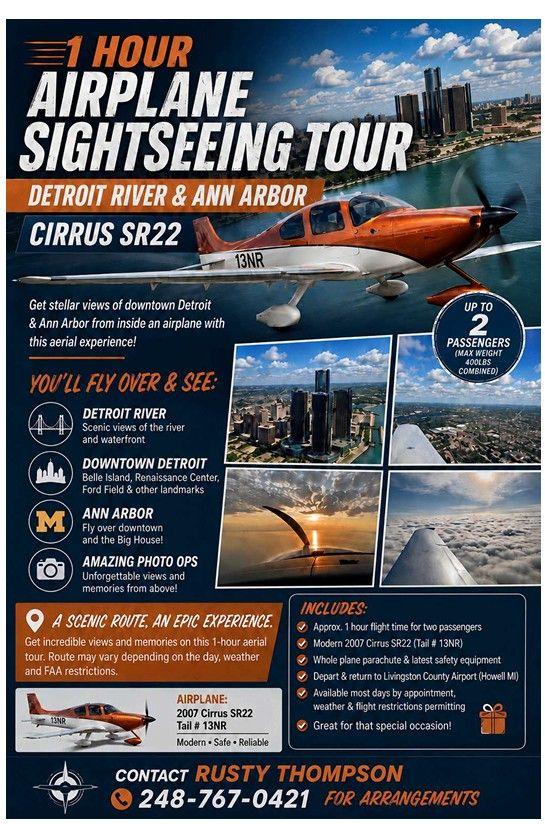 Sightseeing Air Tour of Detroit & Ann Arbor