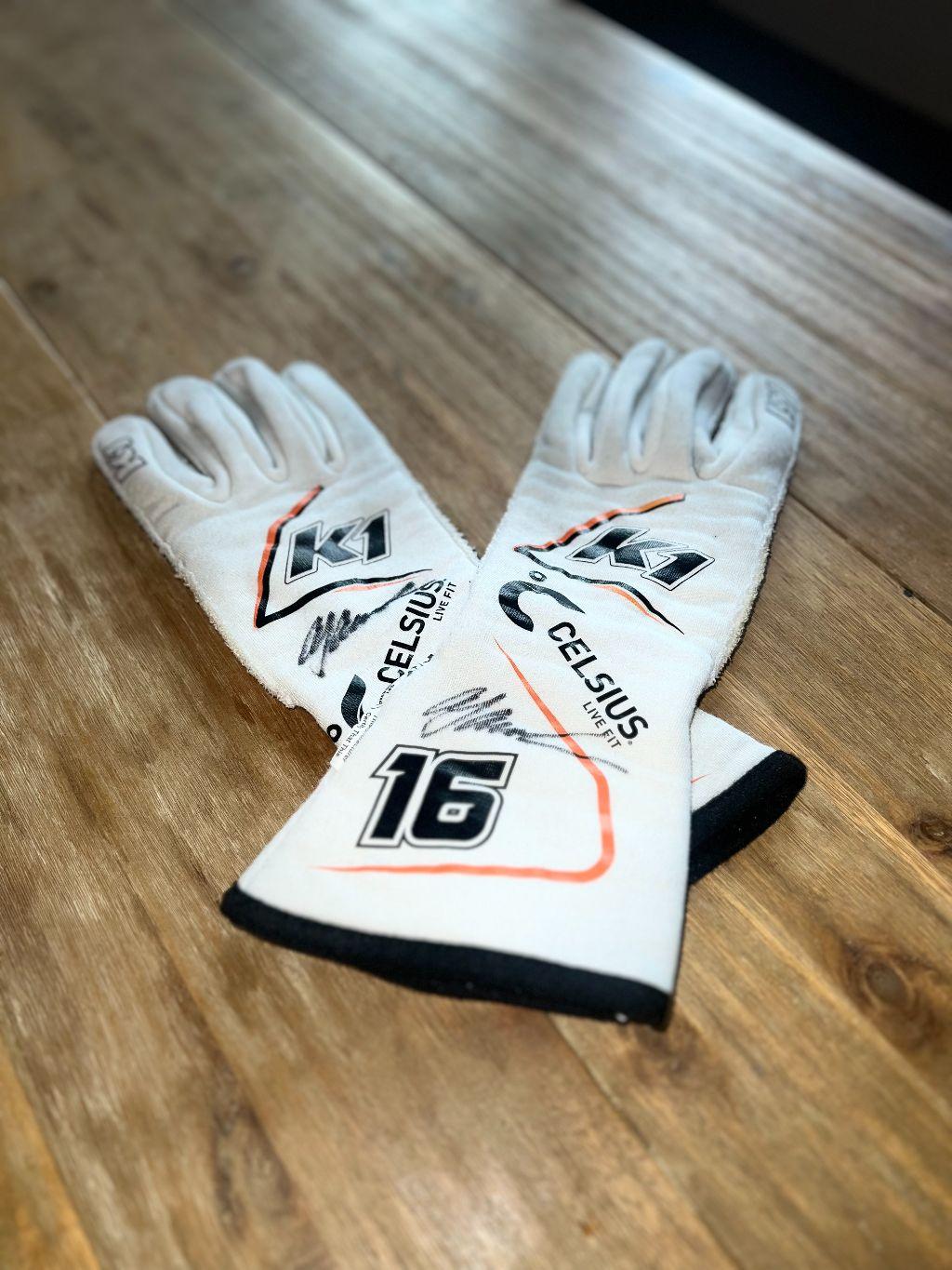 Autographed AJ Allmendinger Custom Race-Worn Gloves