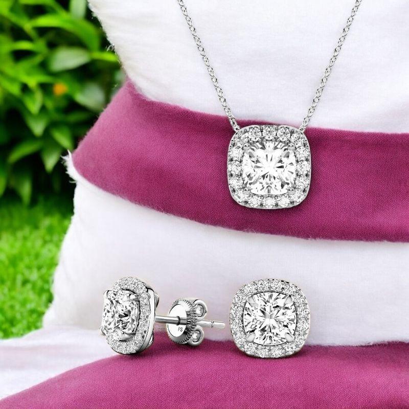 Modern Classic Necklace & Earrings Set in White ...