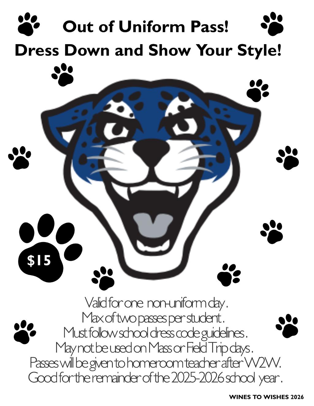 Out of Uniform Pass - two per student