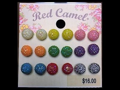 Red Camel 9 Pair set of Poly Ball Earrings.