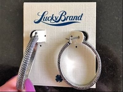 Lucky Brand Silver-Tone Hoop Earrings.