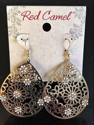 Red Camel Cotton Candy Tear Drop Earrings