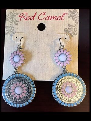 Red Camel Silver-Tone Double Drop Earrings