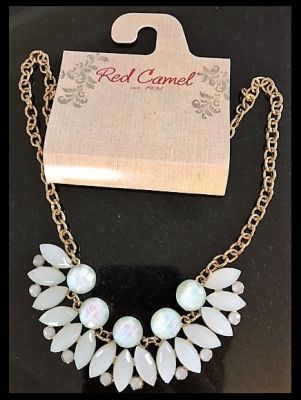 Red Camel Silver-Tone Pale Blue-Green Statement Necklace.
